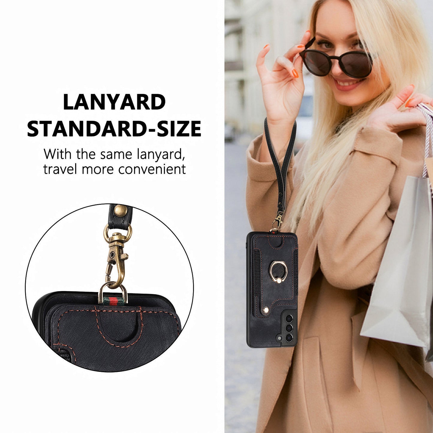 Kickstand Cover for Samsung Galaxy S21 4G / 5G PU Leather Coated PC+TPU RFID Blocking Card Slots Phone Case