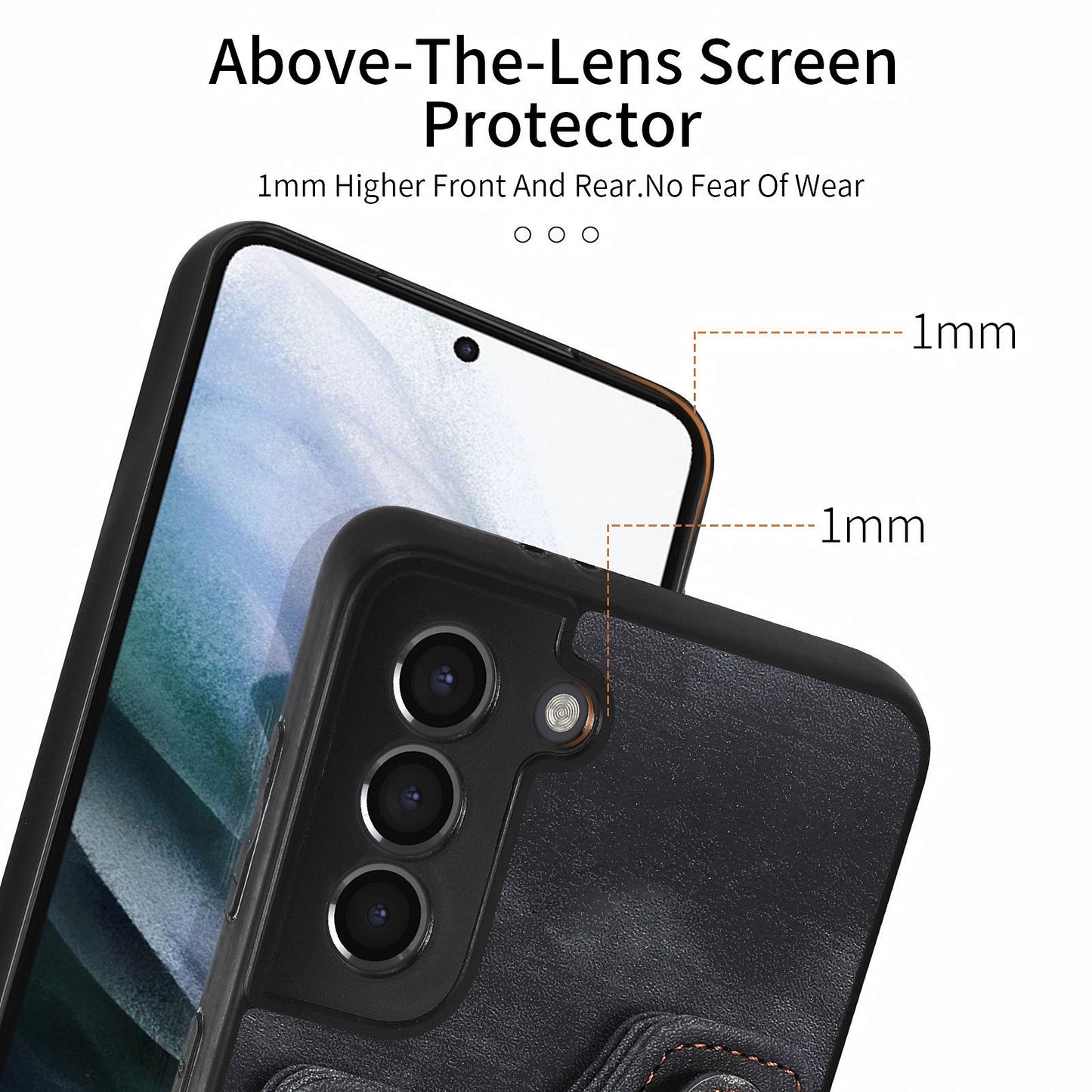 Kickstand Cover for Samsung Galaxy S21 4G / 5G PU Leather Coated PC+TPU RFID Blocking Card Slots Phone Case