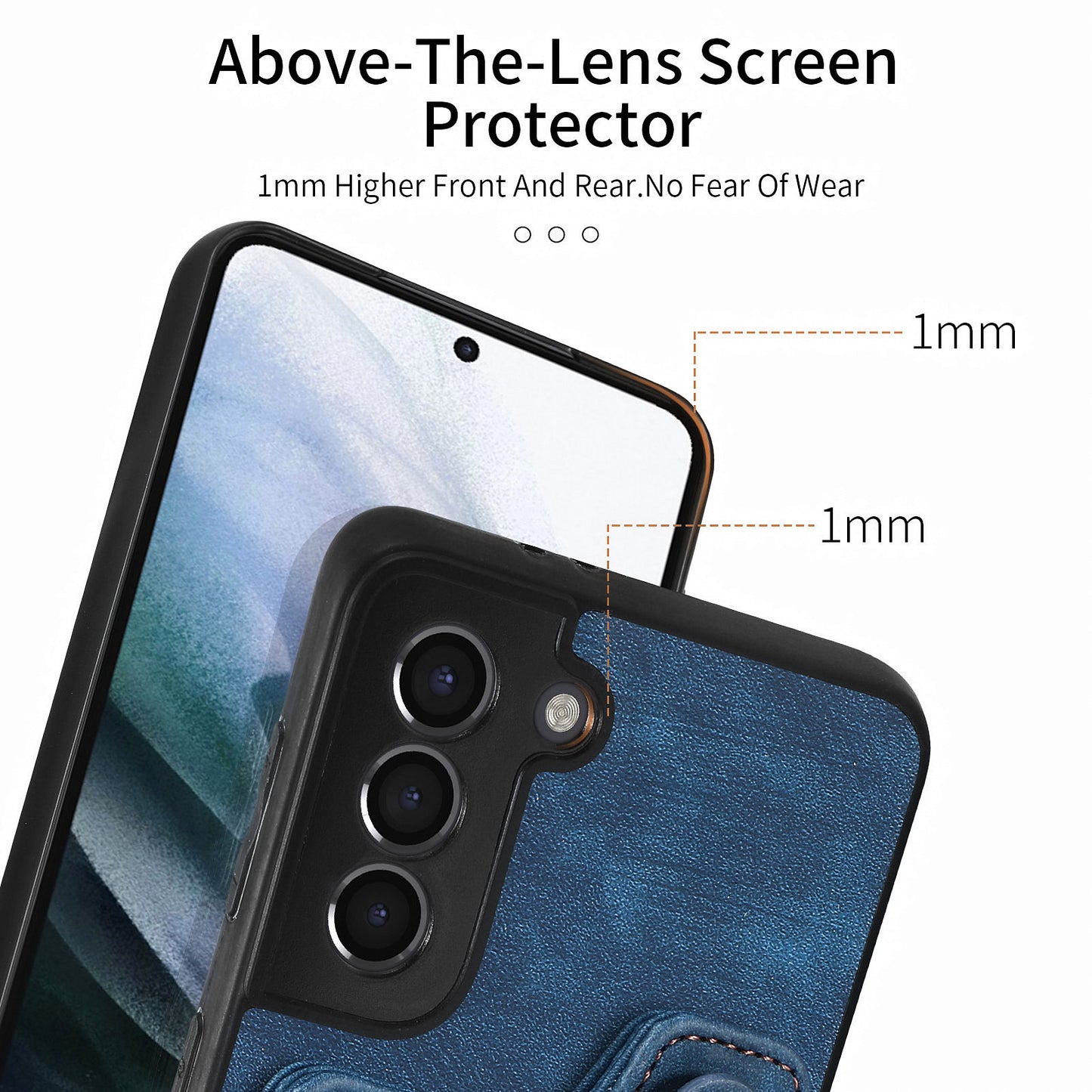 Kickstand Cover for Samsung Galaxy S21 4G / 5G PU Leather Coated PC+TPU RFID Blocking Card Slots Phone Case