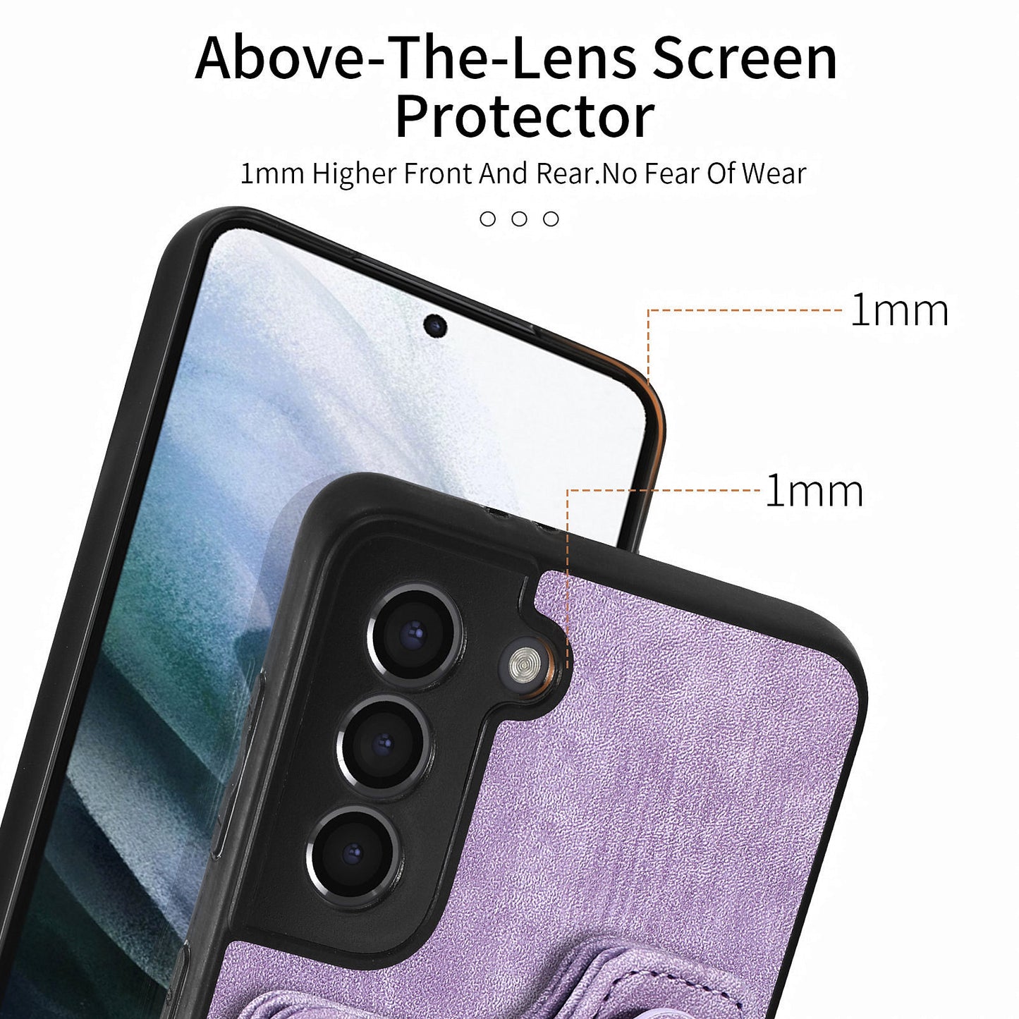 Kickstand Cover for Samsung Galaxy S21 4G / 5G PU Leather Coated PC+TPU RFID Blocking Card Slots Phone Case