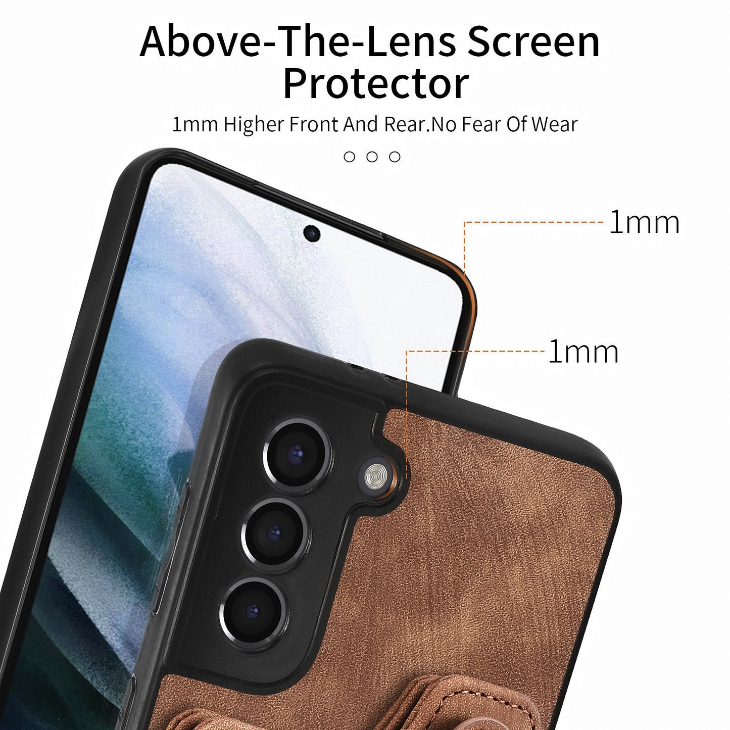 Kickstand Cover for Samsung Galaxy S21 4G / 5G PU Leather Coated PC+TPU RFID Blocking Card Slots Phone Case