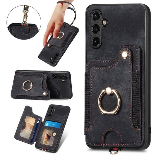 Phone Cover for Samsung Galaxy A54 5G PU Leather Coated PC+TPU RFID Blocking Card Slots Case with Kickstand