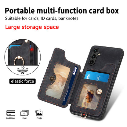 Phone Cover for Samsung Galaxy A54 5G PU Leather Coated PC+TPU RFID Blocking Card Slots Case with Kickstand