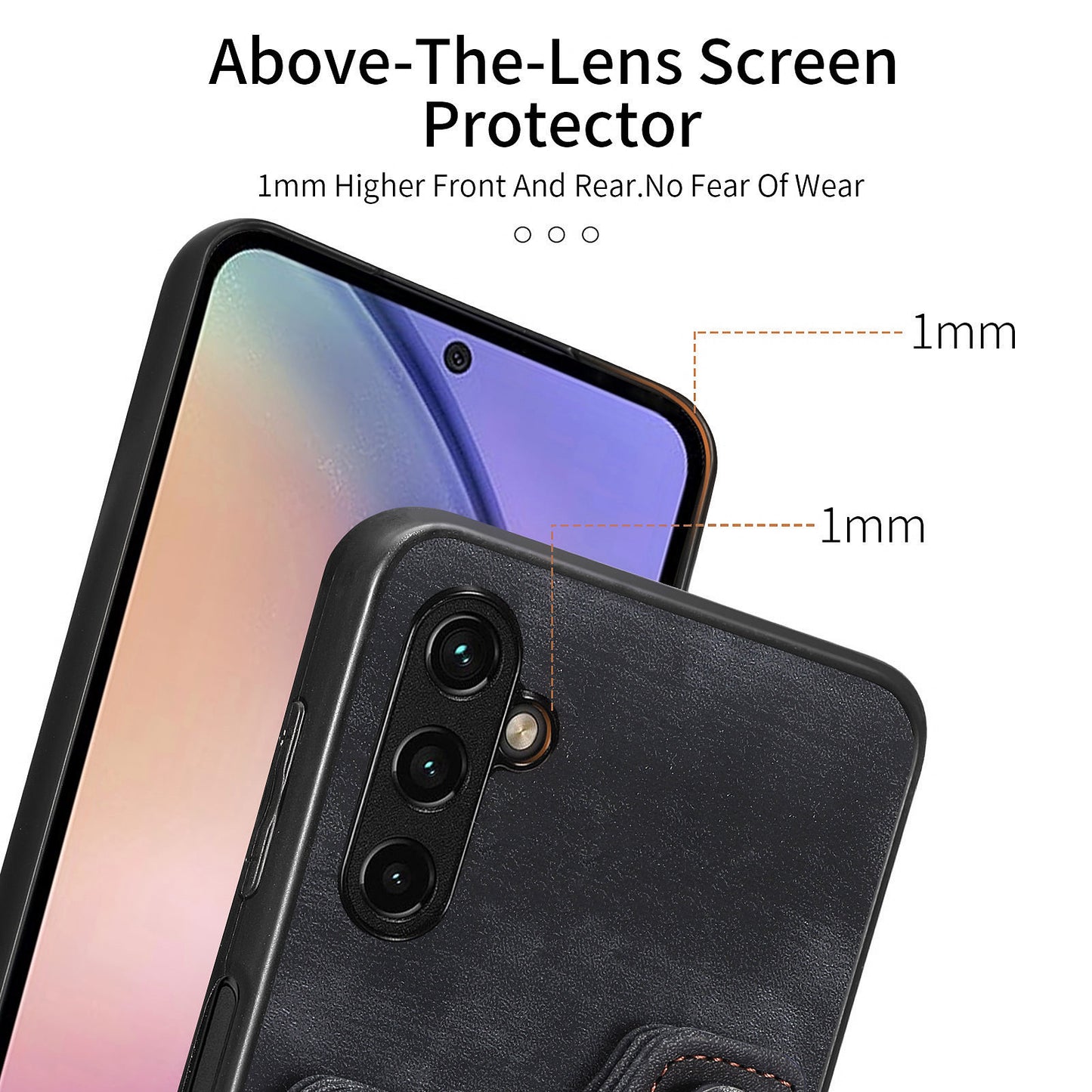 Phone Cover for Samsung Galaxy A54 5G PU Leather Coated PC+TPU RFID Blocking Card Slots Case with Kickstand