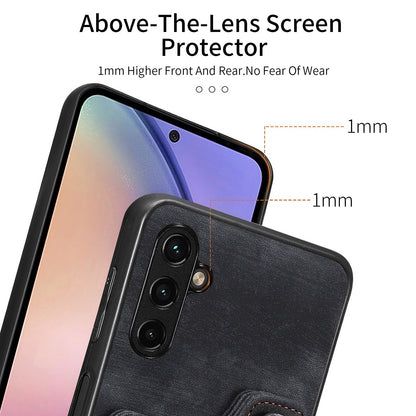 Phone Cover for Samsung Galaxy A54 5G PU Leather Coated PC+TPU RFID Blocking Card Slots Case with Kickstand