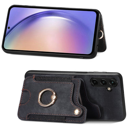 Phone Cover for Samsung Galaxy A54 5G PU Leather Coated PC+TPU RFID Blocking Card Slots Case with Kickstand