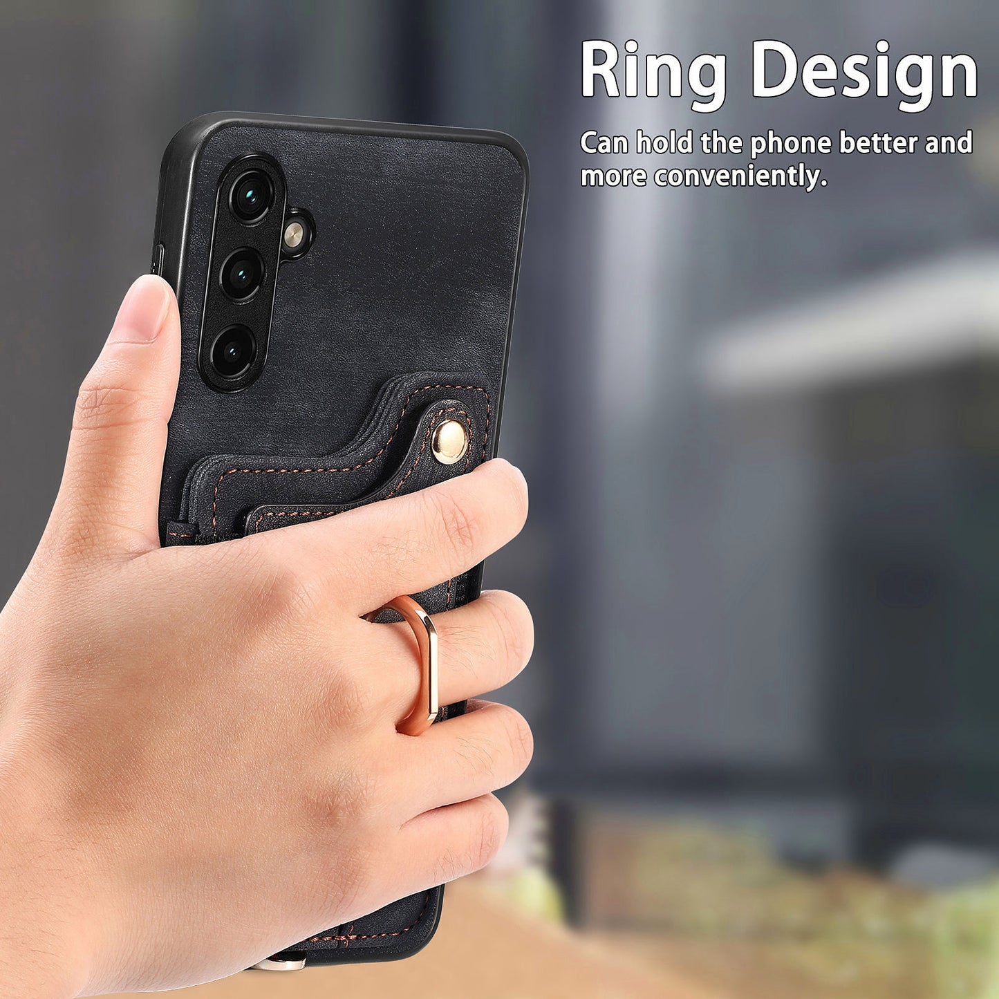 Phone Cover for Samsung Galaxy A54 5G PU Leather Coated PC+TPU RFID Blocking Card Slots Case with Kickstand