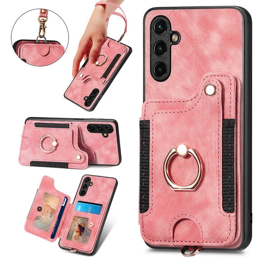 Phone Cover for Samsung Galaxy A54 5G PU Leather Coated PC+TPU RFID Blocking Card Slots Case with Kickstand