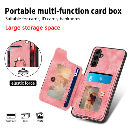 Phone Cover for Samsung Galaxy A54 5G PU Leather Coated PC+TPU RFID Blocking Card Slots Case with Kickstand