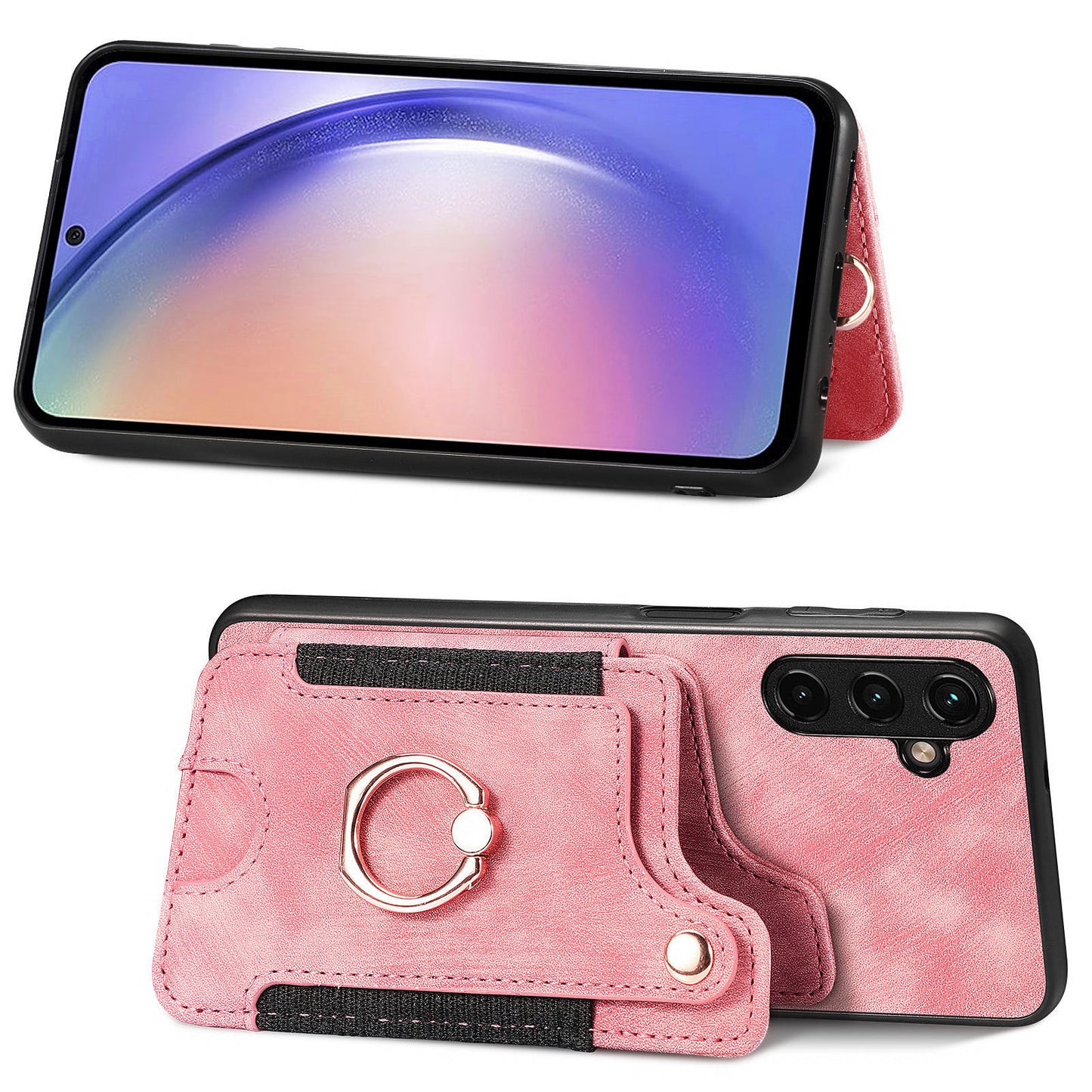 Phone Cover for Samsung Galaxy A54 5G PU Leather Coated PC+TPU RFID Blocking Card Slots Case with Kickstand