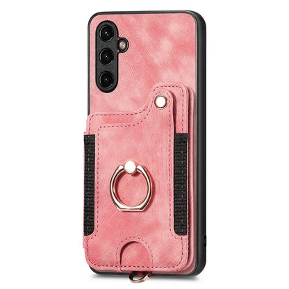 Phone Cover for Samsung Galaxy A54 5G PU Leather Coated PC+TPU RFID Blocking Card Slots Case with Kickstand