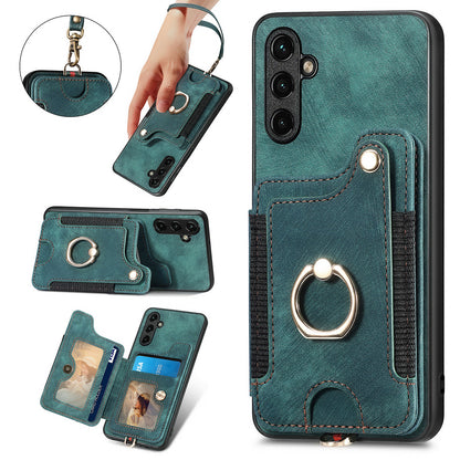Phone Cover for Samsung Galaxy A54 5G PU Leather Coated PC+TPU RFID Blocking Card Slots Case with Kickstand