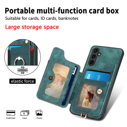Phone Cover for Samsung Galaxy A54 5G PU Leather Coated PC+TPU RFID Blocking Card Slots Case with Kickstand