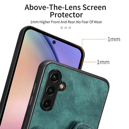 Phone Cover for Samsung Galaxy A54 5G PU Leather Coated PC+TPU RFID Blocking Card Slots Case with Kickstand