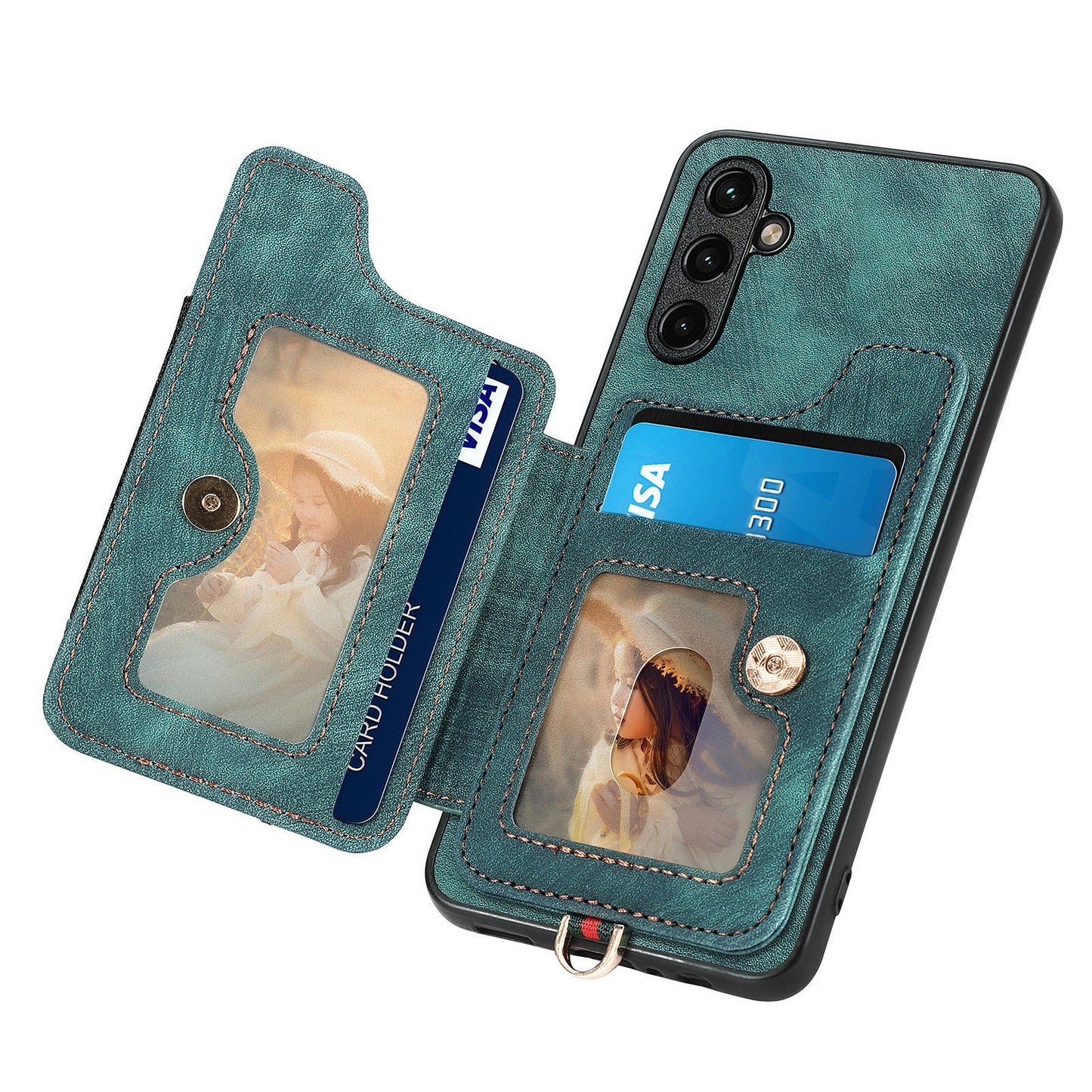 Phone Cover for Samsung Galaxy A54 5G PU Leather Coated PC+TPU RFID Blocking Card Slots Case with Kickstand