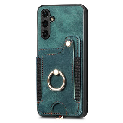 Phone Cover for Samsung Galaxy A54 5G PU Leather Coated PC+TPU RFID Blocking Card Slots Case with Kickstand