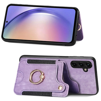 Phone Cover for Samsung Galaxy A54 5G PU Leather Coated PC+TPU RFID Blocking Card Slots Case with Kickstand
