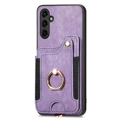 Phone Cover for Samsung Galaxy A54 5G PU Leather Coated PC+TPU RFID Blocking Card Slots Case with Kickstand