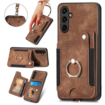 Phone Cover for Samsung Galaxy A54 5G PU Leather Coated PC+TPU RFID Blocking Card Slots Case with Kickstand