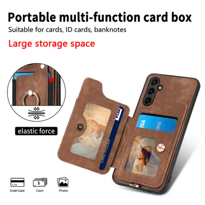 Phone Cover for Samsung Galaxy A54 5G PU Leather Coated PC+TPU RFID Blocking Card Slots Case with Kickstand