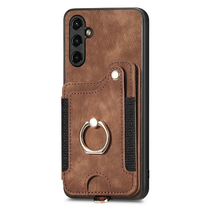 Phone Cover for Samsung Galaxy A54 5G PU Leather Coated PC+TPU RFID Blocking Card Slots Case with Kickstand