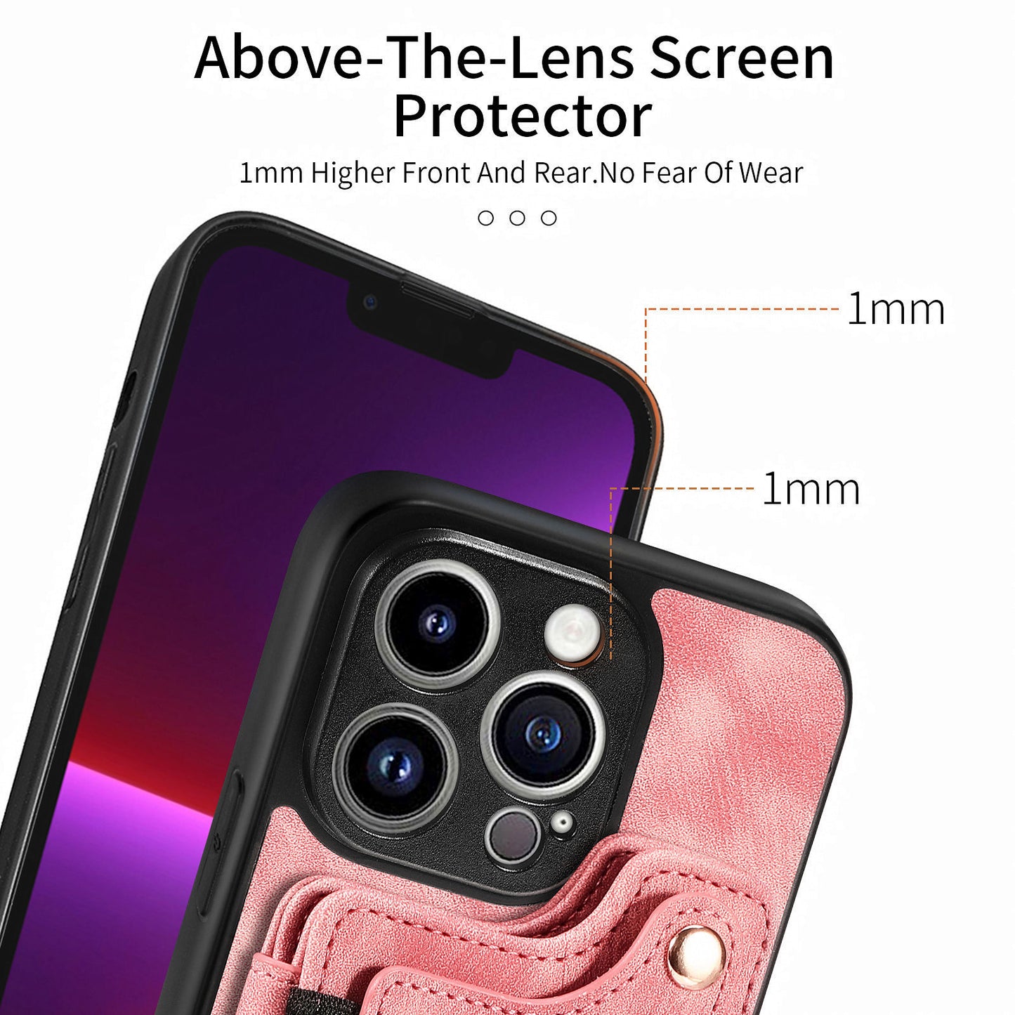 For iPhone 13 Pro Max Kickstand Card Slots Case PU Leather Coated PC+TPU RFID Blocking Phone Cover