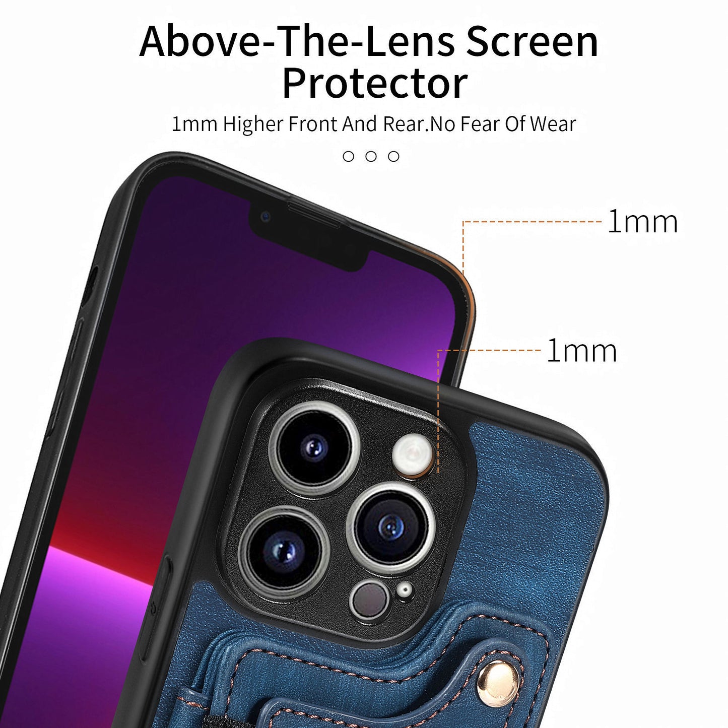 For iPhone 13 Pro Max Kickstand Card Slots Case PU Leather Coated PC+TPU RFID Blocking Phone Cover