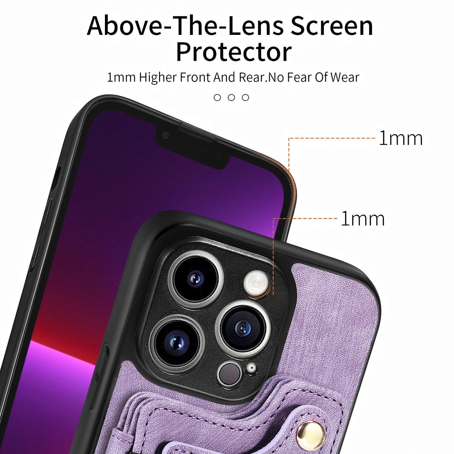 For iPhone 13 Pro Max Kickstand Card Slots Case PU Leather Coated PC+TPU RFID Blocking Phone Cover