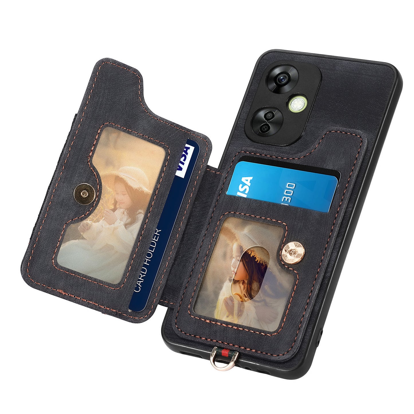 For OnePlus Nord CE 3 Lite 5G / Nord N30 5G RFID Blocking Kickstand Back Cover PU Leather Coated PC+TPU Phone Case with Card Holder