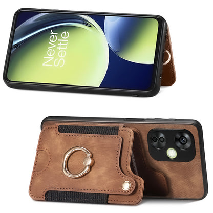 For OnePlus Nord CE 3 Lite 5G / Nord N30 5G RFID Blocking Kickstand Back Cover PU Leather Coated PC+TPU Phone Case with Card Holder