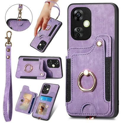 For OnePlus Nord CE 3 Lite 5G / Nord N30 5G RFID Blocking Kickstand Back Cover PU Leather Coated PC+TPU Phone Case with Card Holder