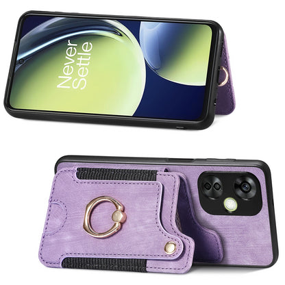 For OnePlus Nord CE 3 Lite 5G / Nord N30 5G RFID Blocking Kickstand Back Cover PU Leather Coated PC+TPU Phone Case with Card Holder