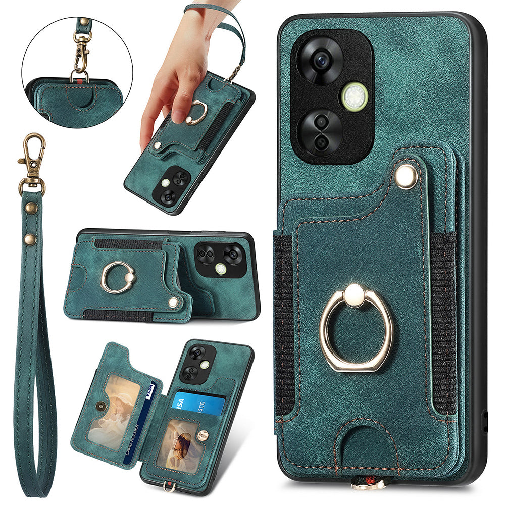 For OnePlus Nord CE 3 Lite 5G / Nord N30 5G RFID Blocking Kickstand Back Cover PU Leather Coated PC+TPU Phone Case with Card Holder