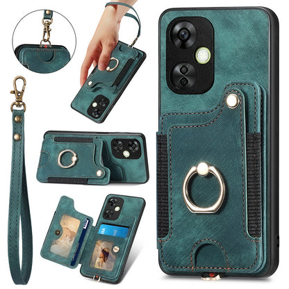 For OnePlus Nord CE 3 Lite 5G / Nord N30 5G RFID Blocking Kickstand Back Cover PU Leather Coated PC+TPU Phone Case with Card Holder