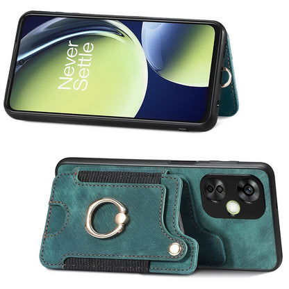 For OnePlus Nord CE 3 Lite 5G / Nord N30 5G RFID Blocking Kickstand Back Cover PU Leather Coated PC+TPU Phone Case with Card Holder