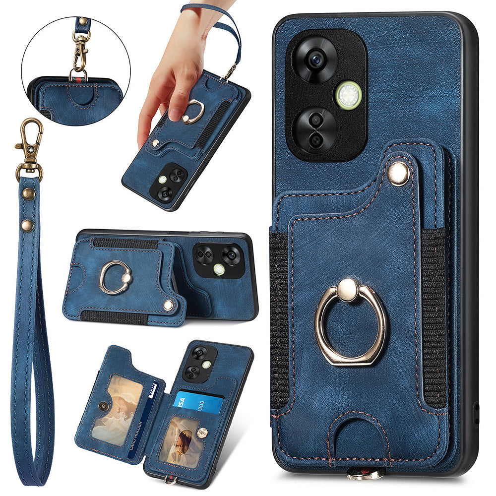 For OnePlus Nord CE 3 Lite 5G / Nord N30 5G RFID Blocking Kickstand Back Cover PU Leather Coated PC+TPU Phone Case with Card Holder