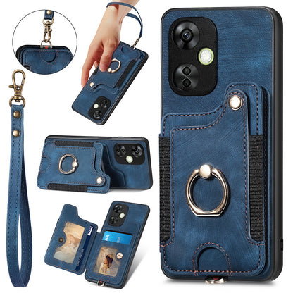 For OnePlus Nord CE 3 Lite 5G / Nord N30 5G RFID Blocking Kickstand Back Cover PU Leather Coated PC+TPU Phone Case with Card Holder