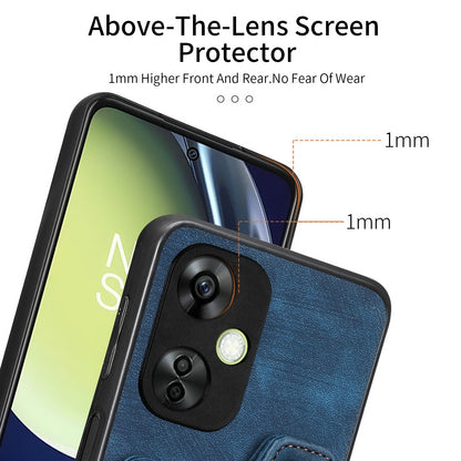 For OnePlus Nord CE 3 Lite 5G / Nord N30 5G RFID Blocking Kickstand Back Cover PU Leather Coated PC+TPU Phone Case with Card Holder