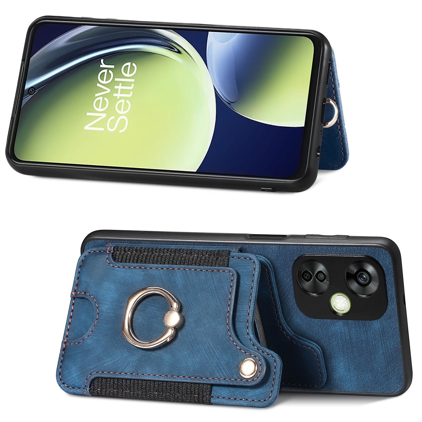 For OnePlus Nord CE 3 Lite 5G / Nord N30 5G RFID Blocking Kickstand Back Cover PU Leather Coated PC+TPU Phone Case with Card Holder