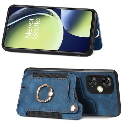 For OnePlus Nord CE 3 Lite 5G / Nord N30 5G RFID Blocking Kickstand Back Cover PU Leather Coated PC+TPU Phone Case with Card Holder