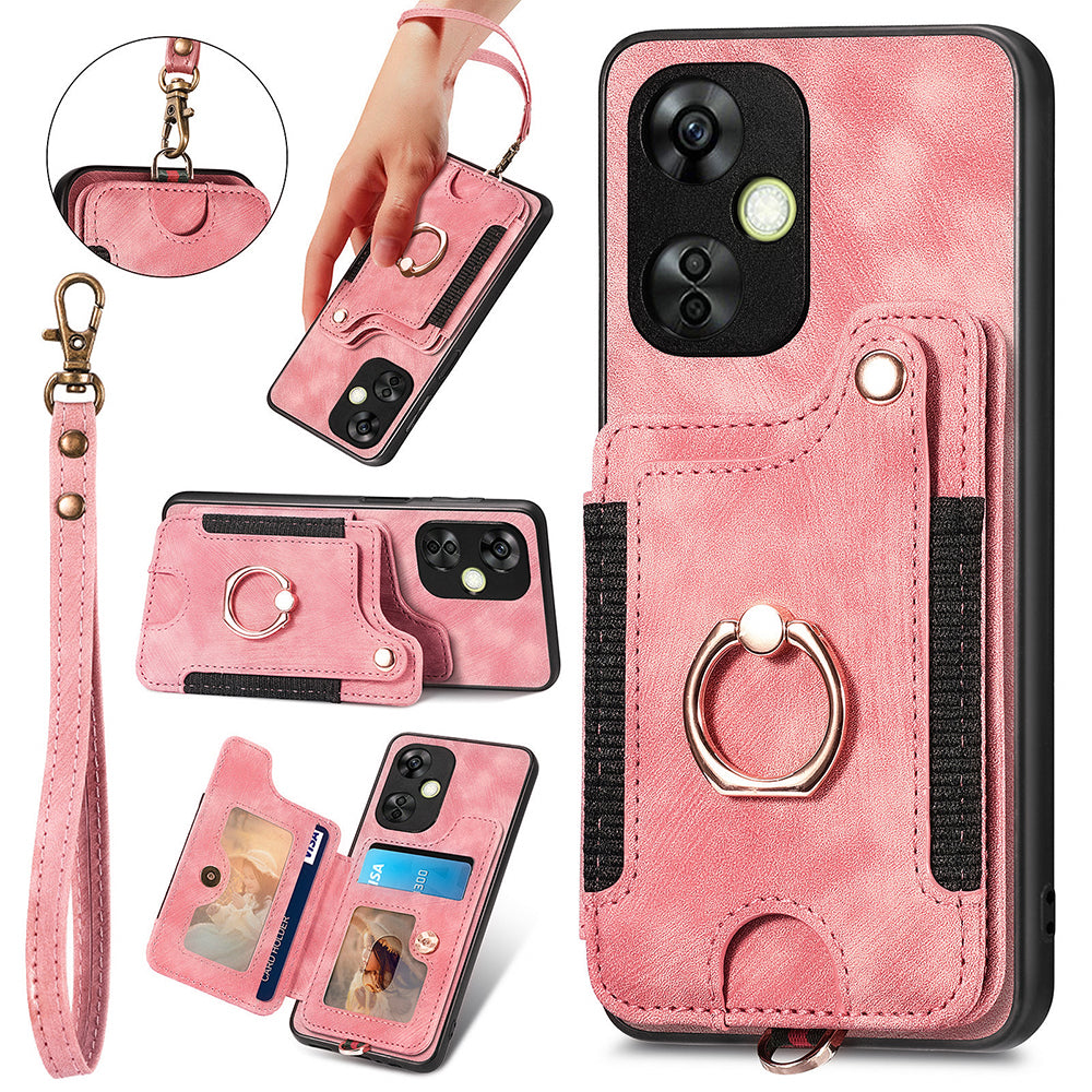 For OnePlus Nord CE 3 Lite 5G / Nord N30 5G RFID Blocking Kickstand Back Cover PU Leather Coated PC+TPU Phone Case with Card Holder