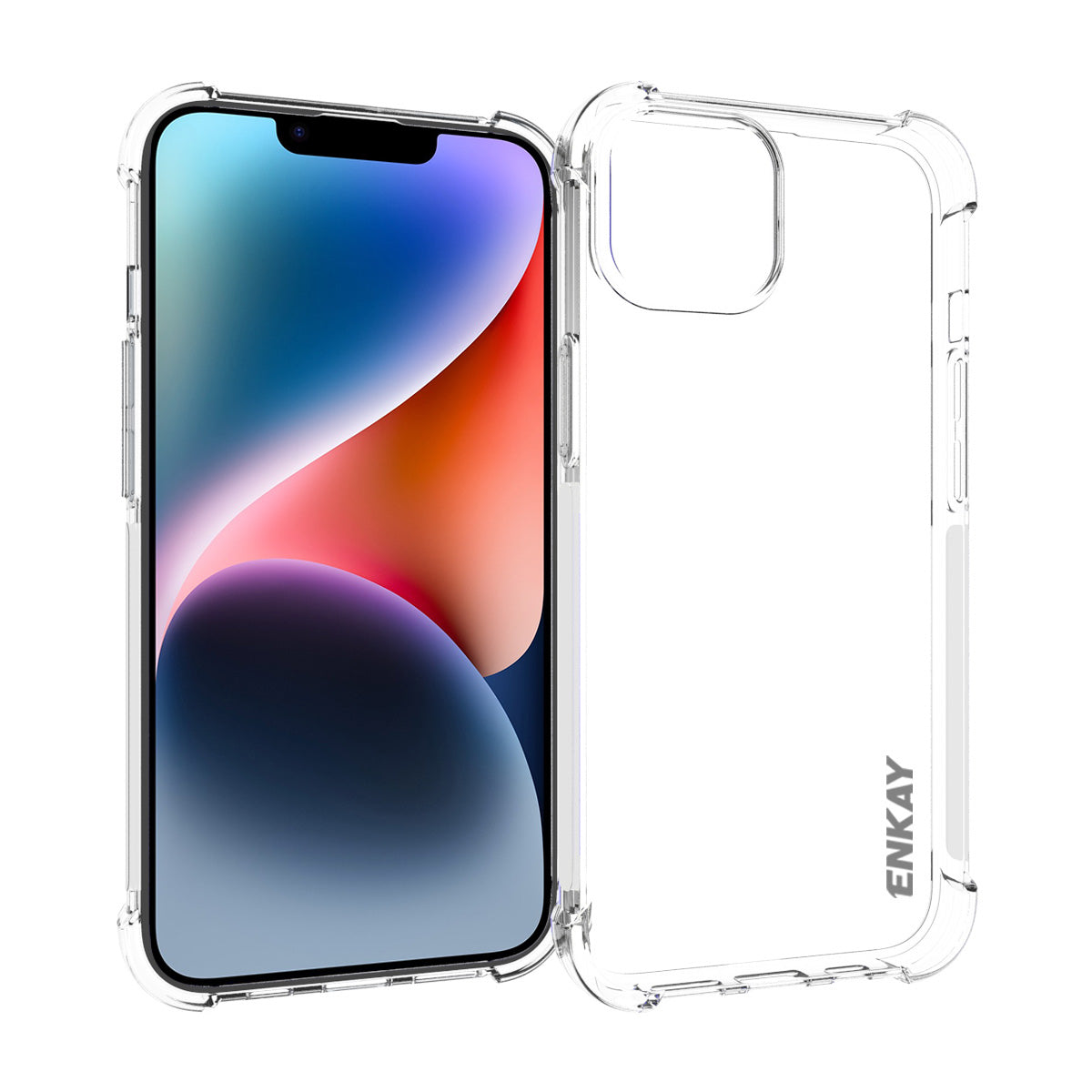ENKAY HAT PRINCE Clear TPU Case for iPhone 14 Plus Anti-slip Phone Cover with High Aluminium-silicon Glass Film