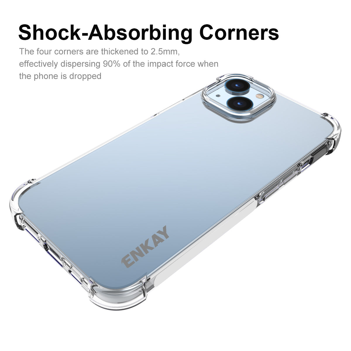 ENKAY HAT PRINCE Clear TPU Case for iPhone 14 Plus Anti-slip Phone Cover with High Aluminium-silicon Glass Film