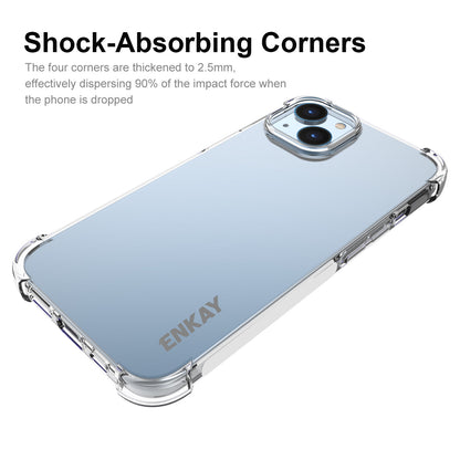 ENKAY HAT PRINCE Clear TPU Case for iPhone 14 Plus Anti-slip Phone Cover with High Aluminium-silicon Glass Film