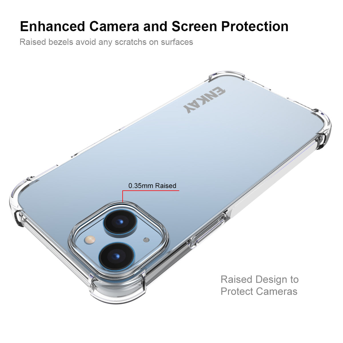 ENKAY HAT PRINCE Clear TPU Case for iPhone 14 Plus Anti-slip Phone Cover with High Aluminium-silicon Glass Film