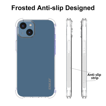 ENKAY HAT PRINCE Clear TPU Case for iPhone 14 Plus Anti-slip Phone Cover with High Aluminium-silicon Glass Film