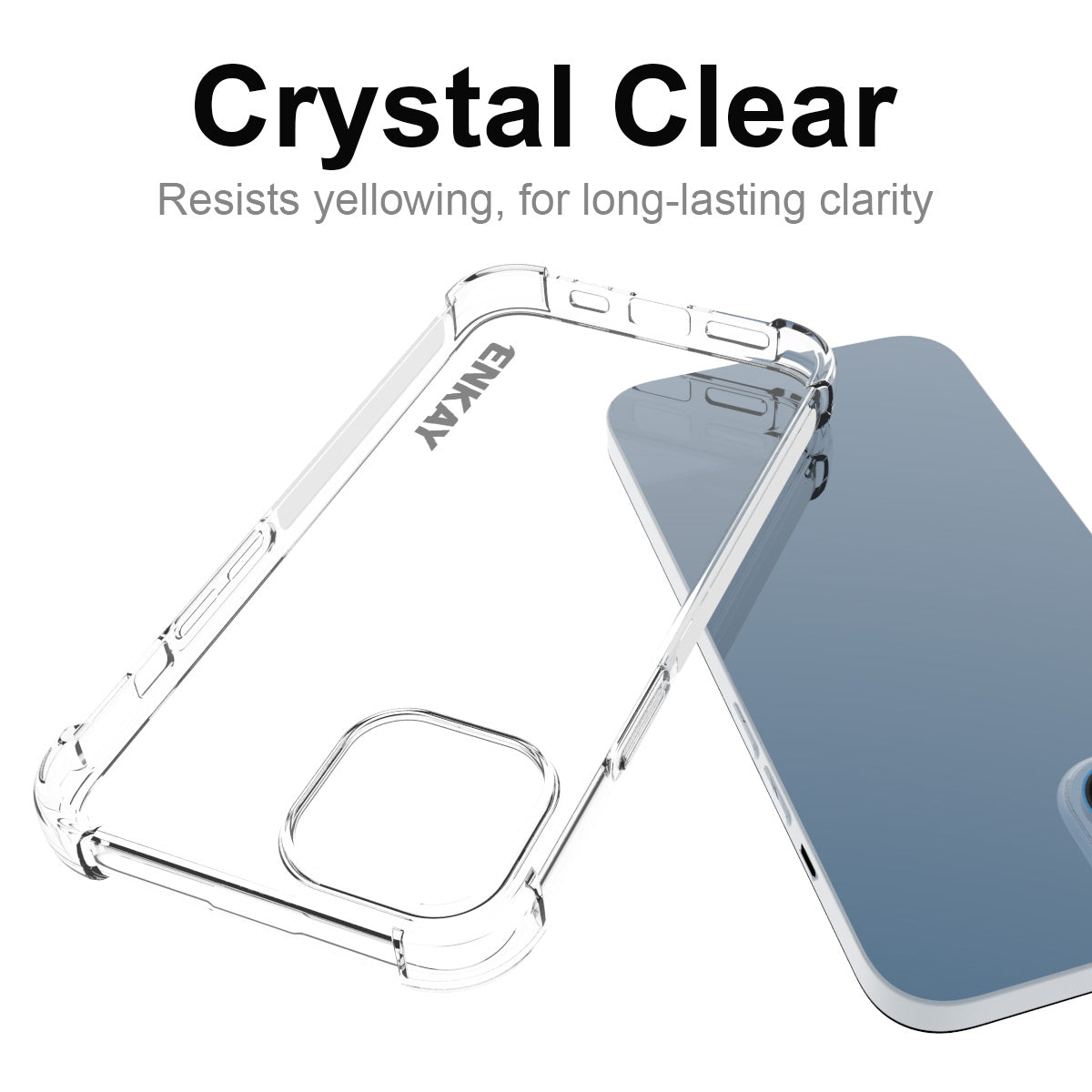 ENKAY HAT PRINCE Clear TPU Case for iPhone 14 Plus Anti-slip Phone Cover with High Aluminium-silicon Glass Film