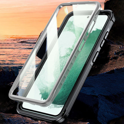 For Samsung Galaxy S22 5G Transparent Phone Case PC + TPU Smartphone Cover with PET Screen Protector