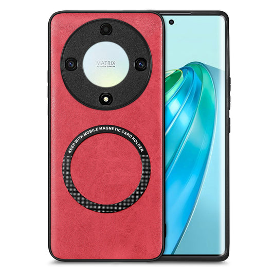 For Honor X9a 5G / Magic5 Lite 5G Magnetic Case Compatible with MagSafe PU Leather Coated PC+TPU Cover