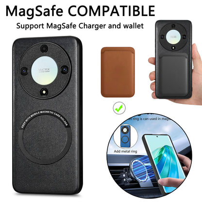 For Honor X9a 5G / Magic5 Lite 5G Magnetic Case Compatible with MagSafe PU Leather Coated PC+TPU Cover